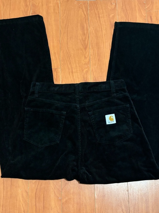 Carhartt Other - Carhartt WIP Black Corduroy Straight-Leg Pants with Logo Patch